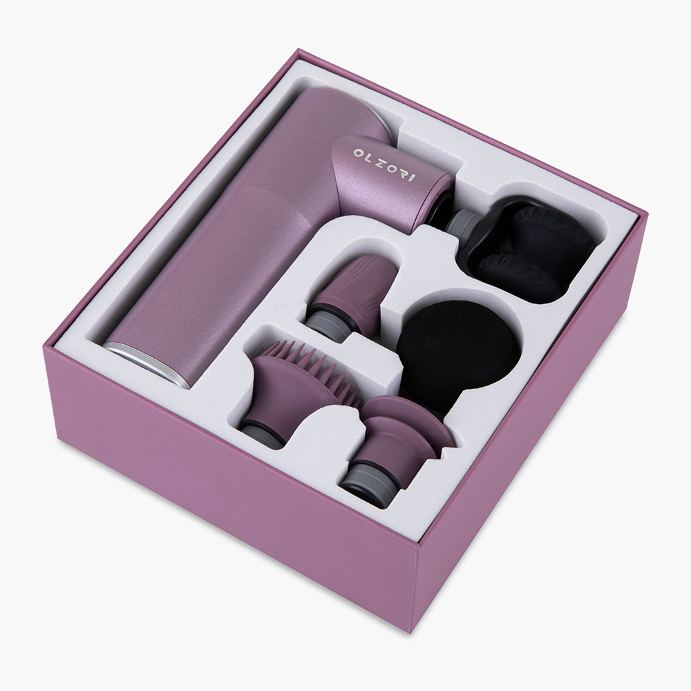 Перкуссионный массажер Olzori X-Lift с цифровой системой управления и 5 универсальными насадками для лица, шеи, головы и тела