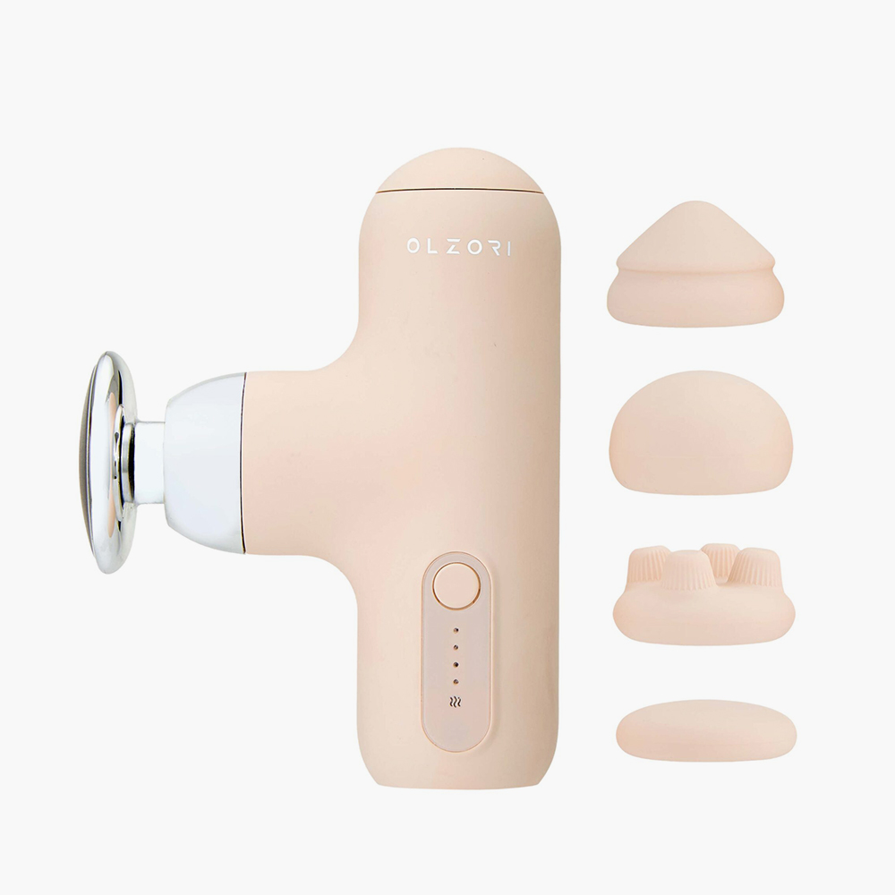 Перкуссионный массажер Olzori X-Lift Mini с подогревом, цифровой системой управления и 4 насадками для лица и тела