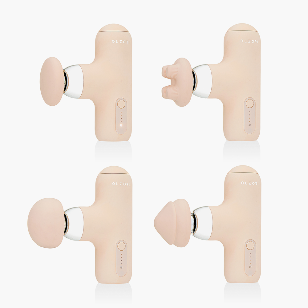 Перкуссионный массажер Olzori X-Lift Mini с подогревом, цифровой системой управления и 4 насадками для лица и тела