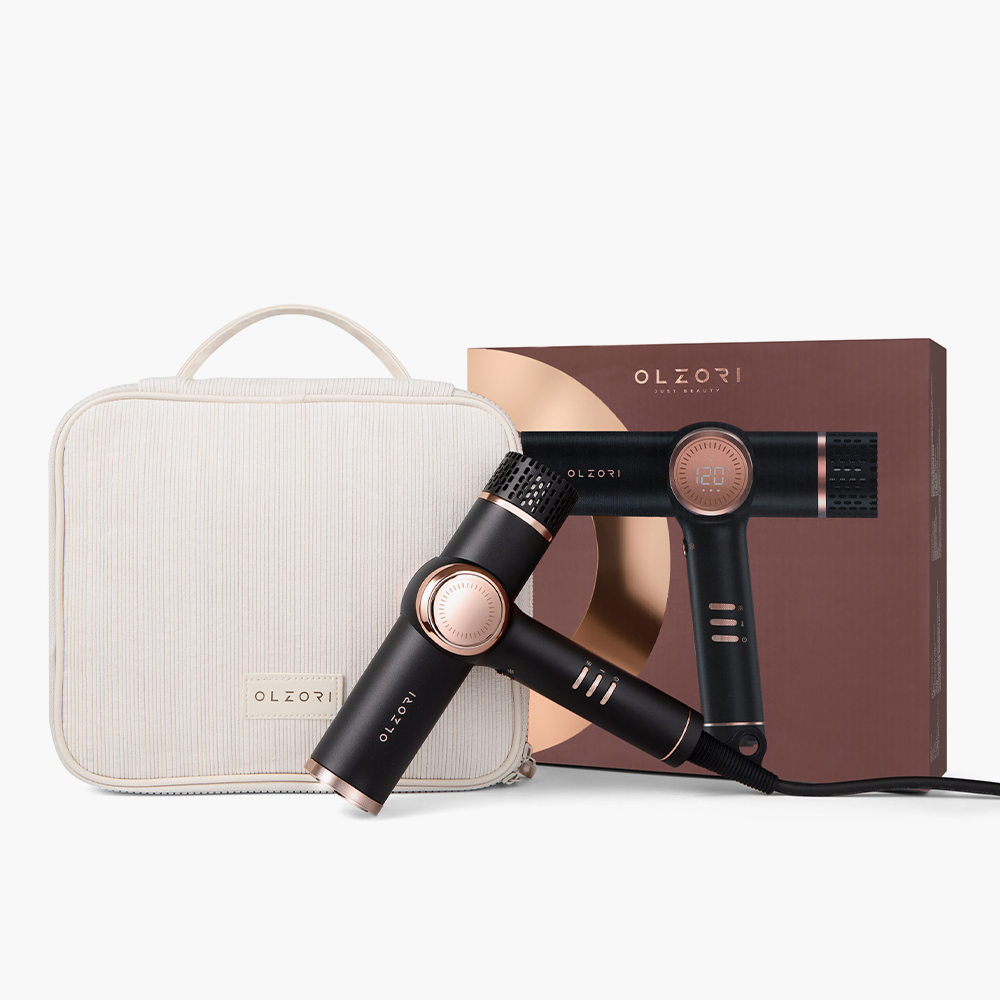 Фен Olzori X-Air с 15 режимами, бесщеточным мотором StrongFlow, встроенным ионизатором и 4 насадками для укладки