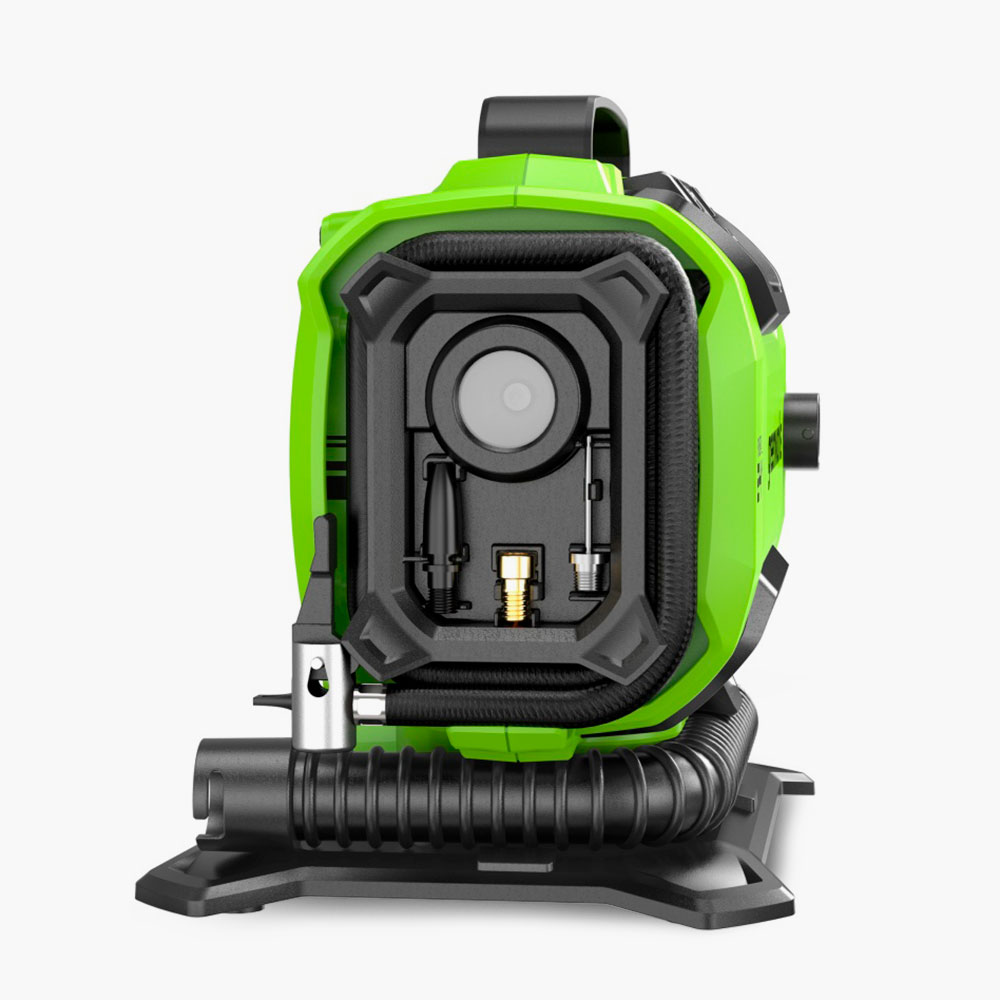 Автомобильный компрессор Greenworks ACG301 с цифровым контроллером давления, LED-фонарем и гибридной системой питания