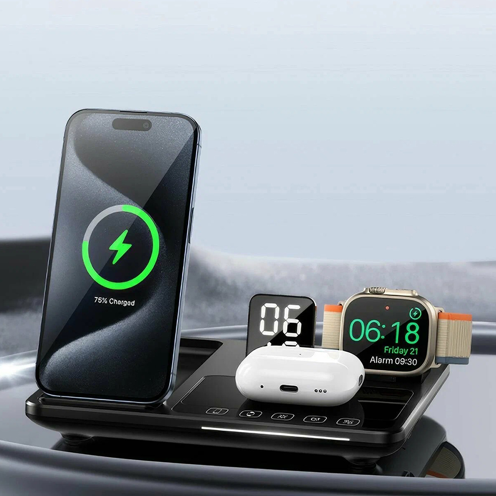Станция беспроводной зарядки 3 в 1 Technix R11S для iPhone, AirPods и Apple Watch с электроприводом подставок для гаджетов