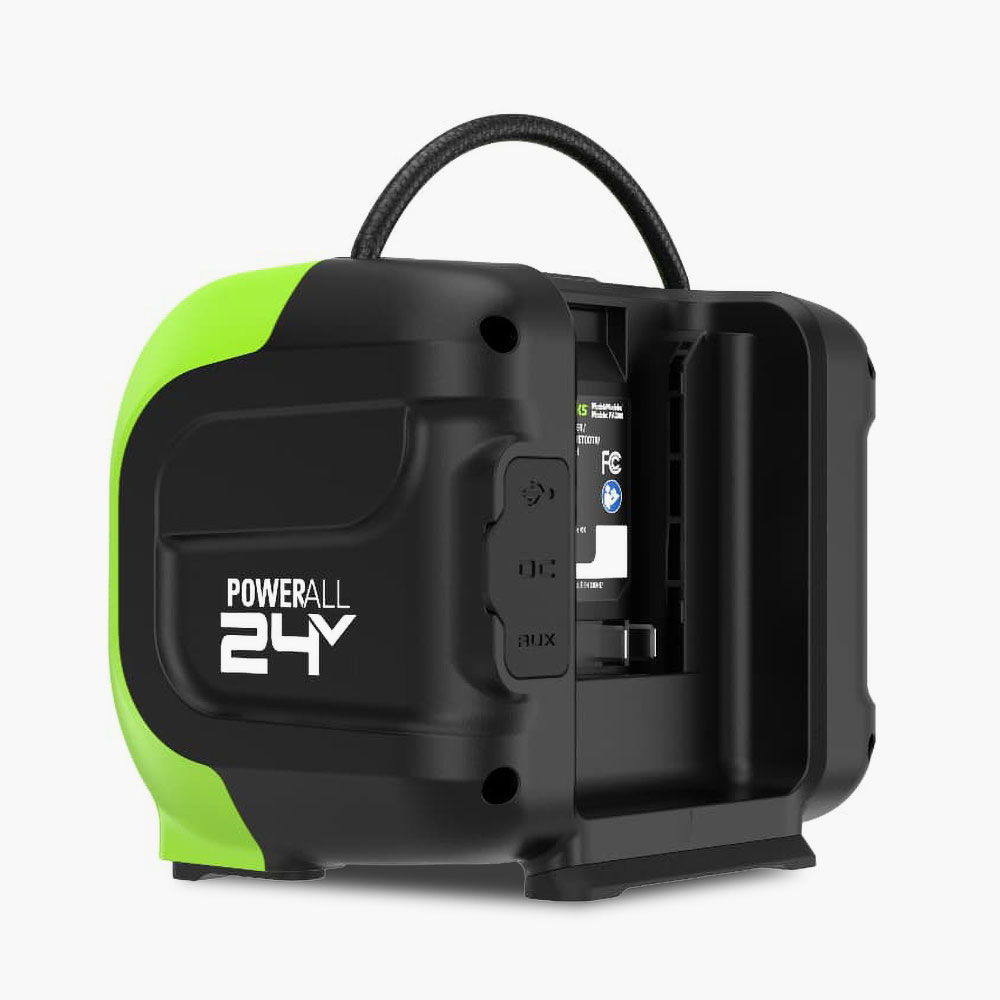 Акустическая TWS-система Greenworks 3503107 с подключением DuoConnect, пассивным сабвуфером и гибридной системой питания