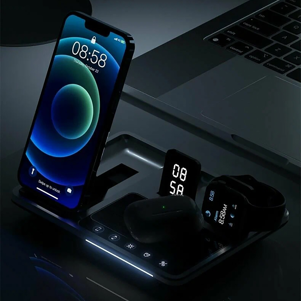 Станция беспроводной зарядки 3 в 1 Technix R11S для iPhone, AirPods и Apple Watch с электроприводом подставок для гаджетов