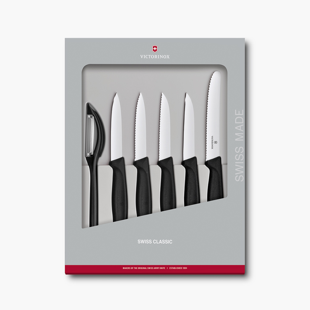 Набор для чистки овощей Victorinox Swiss Classic 6 в 1 с прямой и серрейторной заточкой лезвий