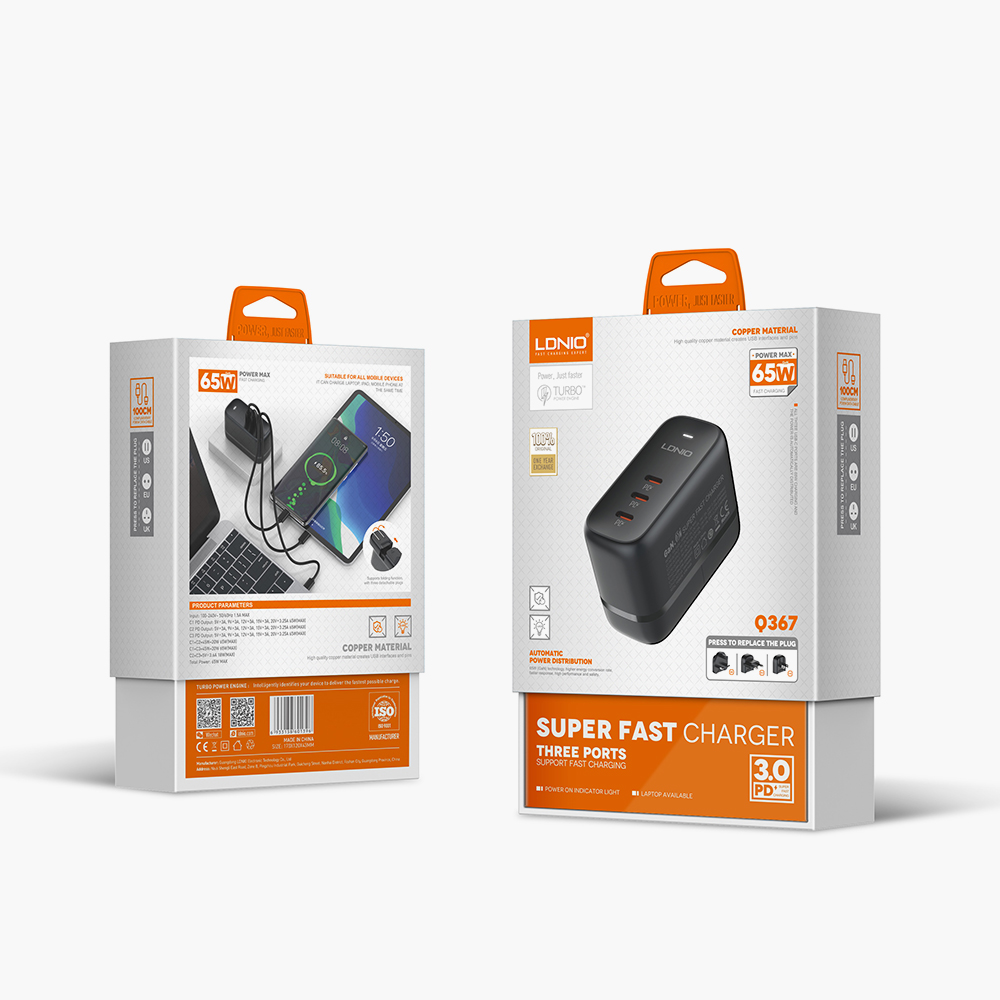 Мощный адаптер питания LDNIO Q367 для одновременной зарядки трех устройств с поддержкой Quick Charge и Power Delivery