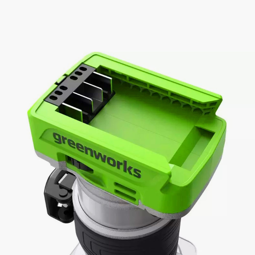 Аккумуляторный фрезер Greenworks 3502507 с бесщеточным двигателем DigiPRO, LED-подсветкой и цанговым зажимом