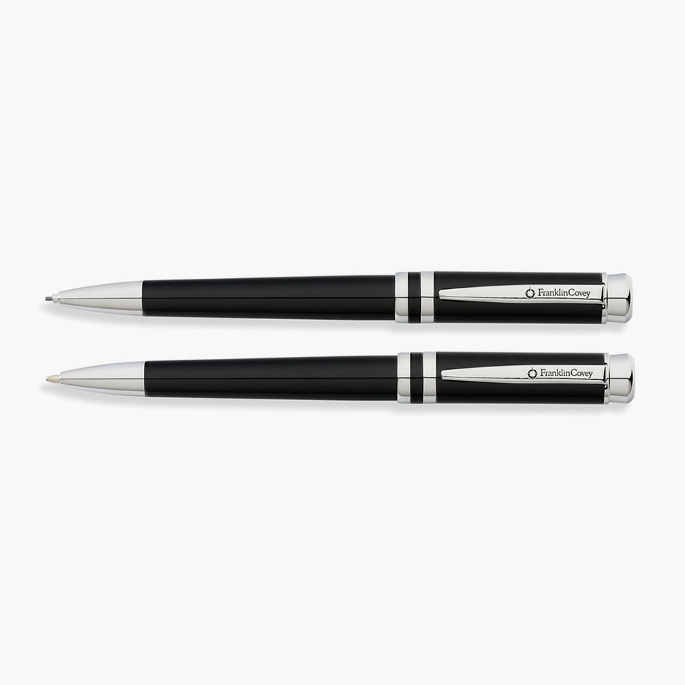Набор FranklinCovey с шариковой ручкой и карандашом в эксклюзивном дизайне Black & Chrome с пожизненной гарантией