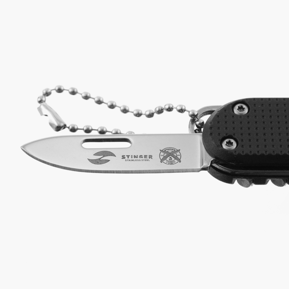 Сверхлегкий перочинный нож-мультитул Stinger FK-KM098 с набором из 6 бит из нержавеющей стали SS420