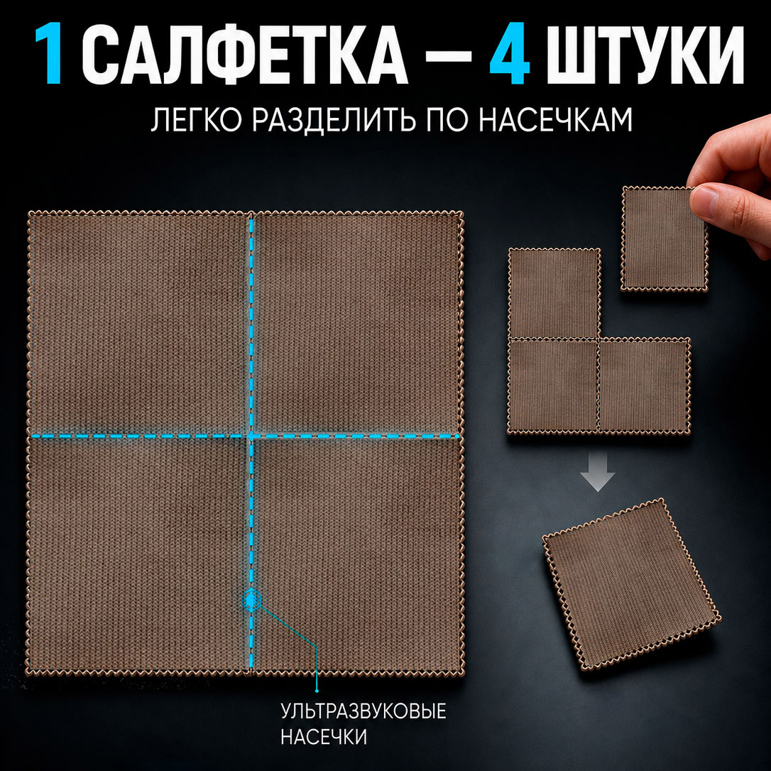 Салфетки из микрофибры Novelizer, 2 шт. - чистота без разводов  дома, в автомобиле и в поездке