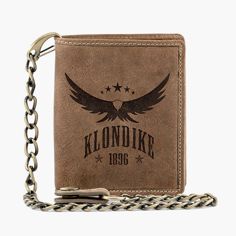 Бумажник ручной работы Klondike 1896 Wayne Eagle из кожи буйвола выделки Horween с цепочкой