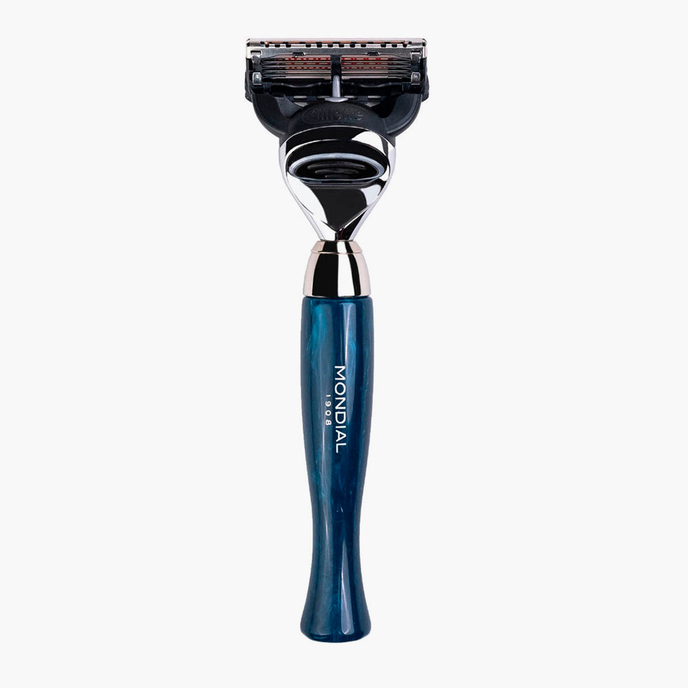 Итальянский бритвенный набор Mondial Axolute Heritage со станком для кассет Gillette и помазком с щетиной Best Badger