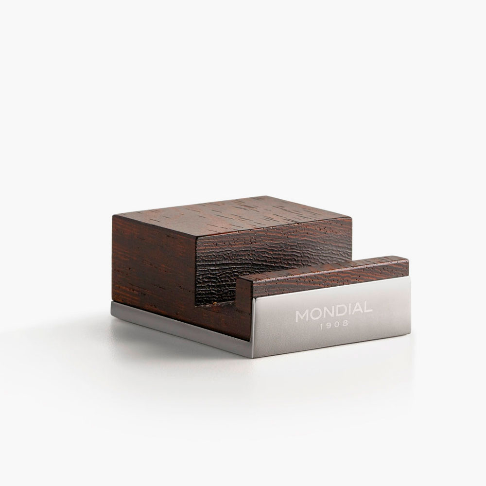 Итальянский станок для бритья Mondial Mythos из премиального африканского дерева венге и никелированной латуни