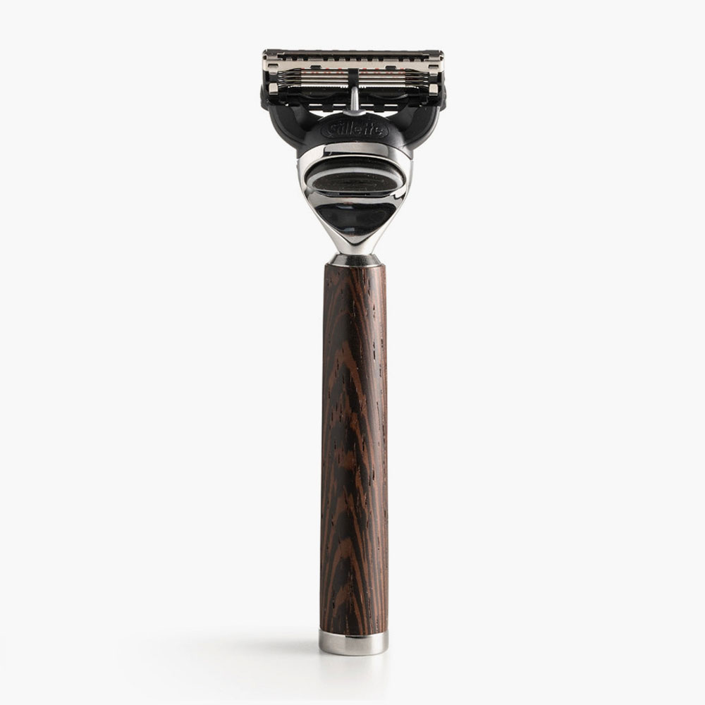 Итальянский станок для бритья Mondial Mythos из премиального африканского дерева венге и никелированной латуни