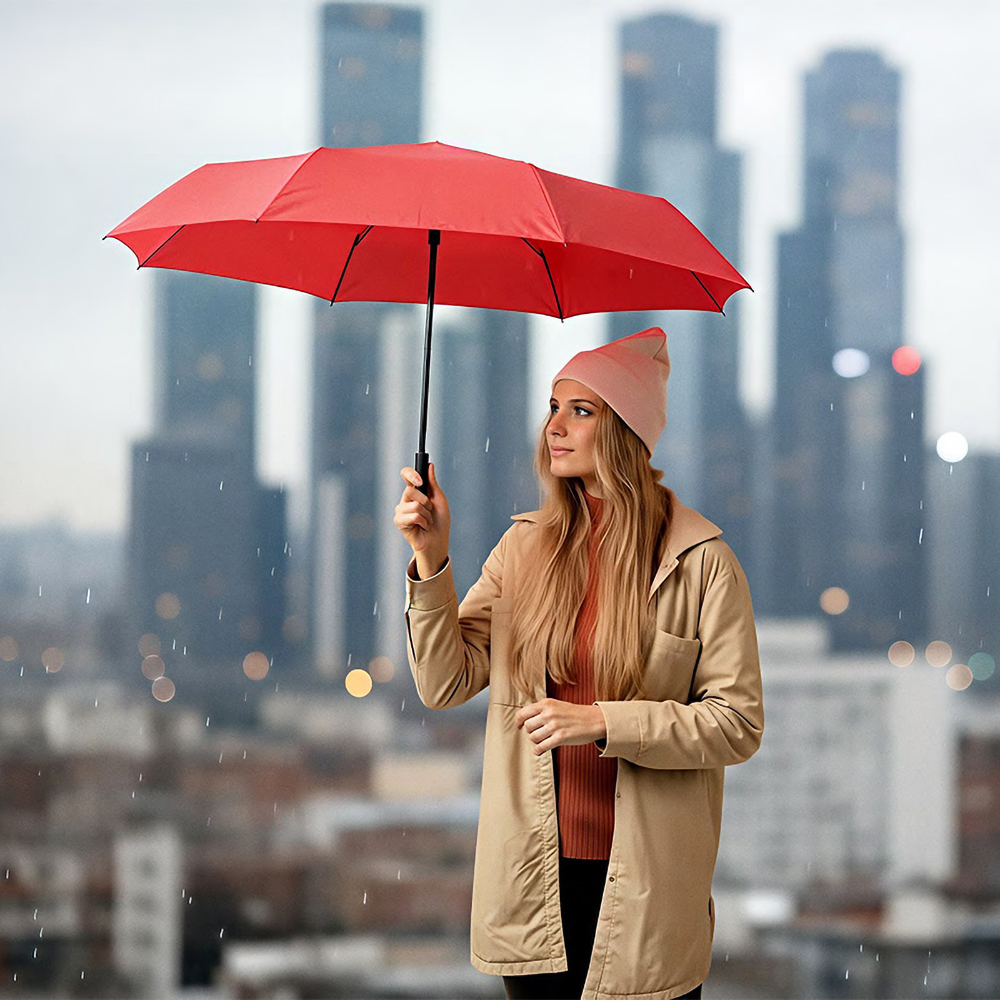 Компактный зонт Torber TUS24095BR с каркасом из 6 усиленных спиц в пять сложений и куполом из эпонжа