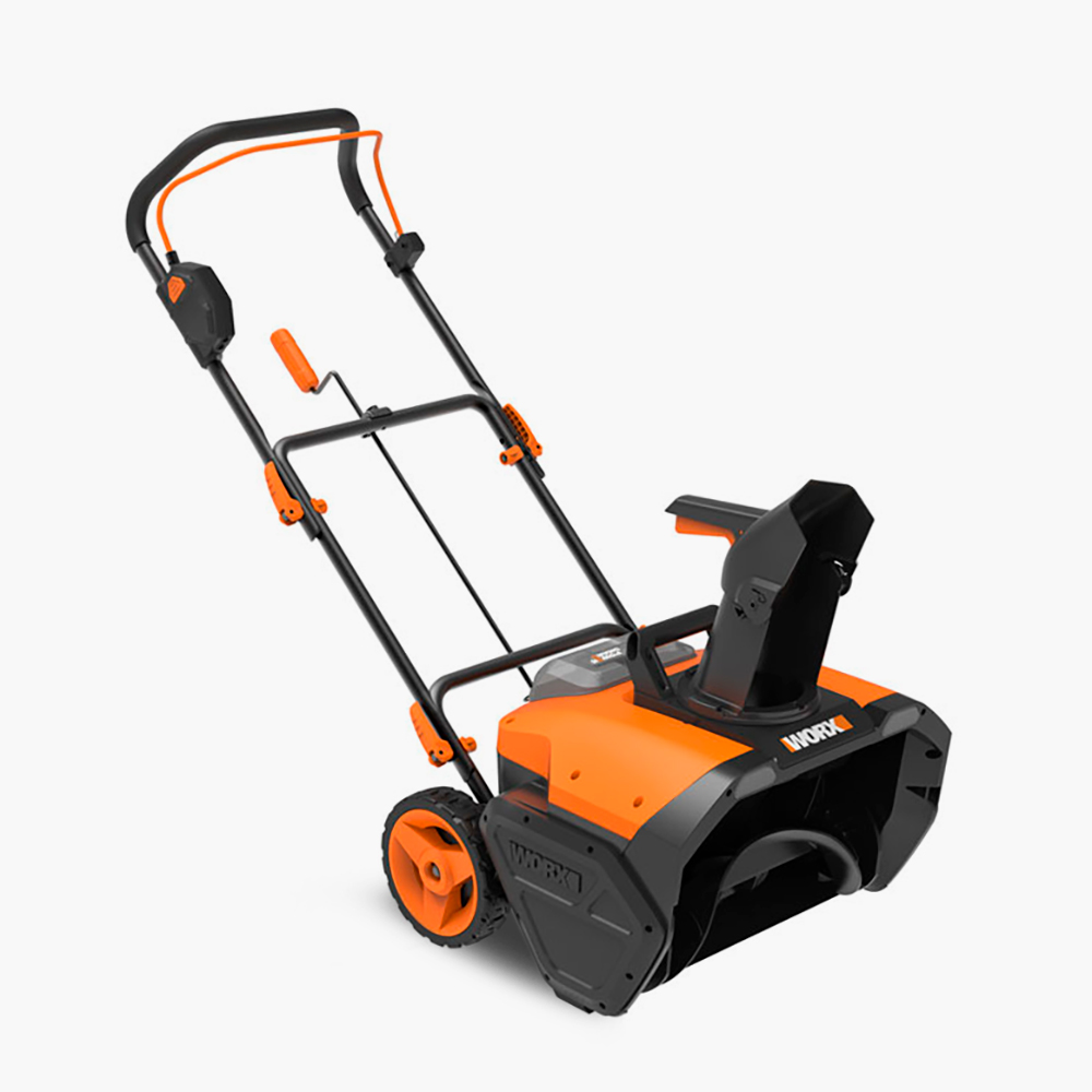 Аккумуляторный снегоуборщик WORX WG471E с поворотным дефлектором, двигателем WPro и шнеком из противоударного пластика Armalite