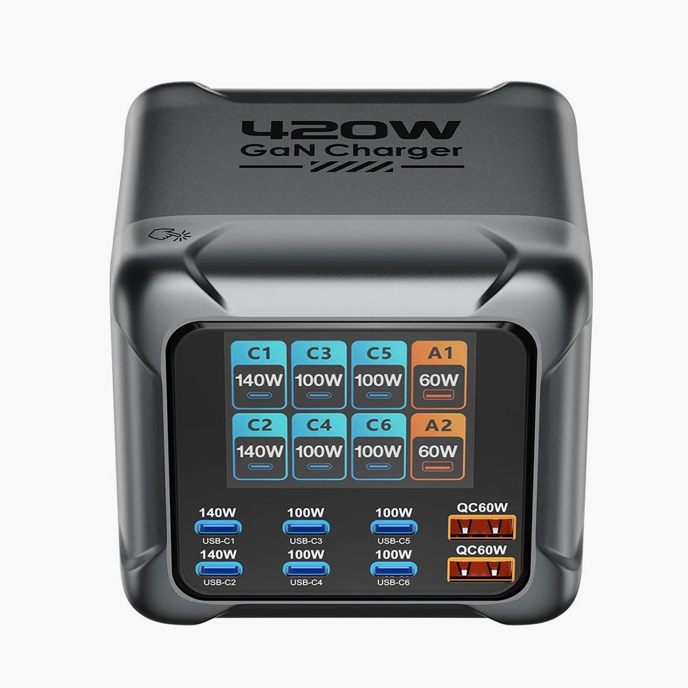 Зарядная станция GN 420 Mini для 8 устройств с поддержкой быстрой зарядки и системой защиты PowerCheck