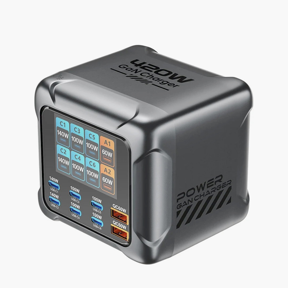 Зарядная станция GN 420 Mini для 8 устройств с поддержкой быстрой зарядки и системой защиты PowerCheck