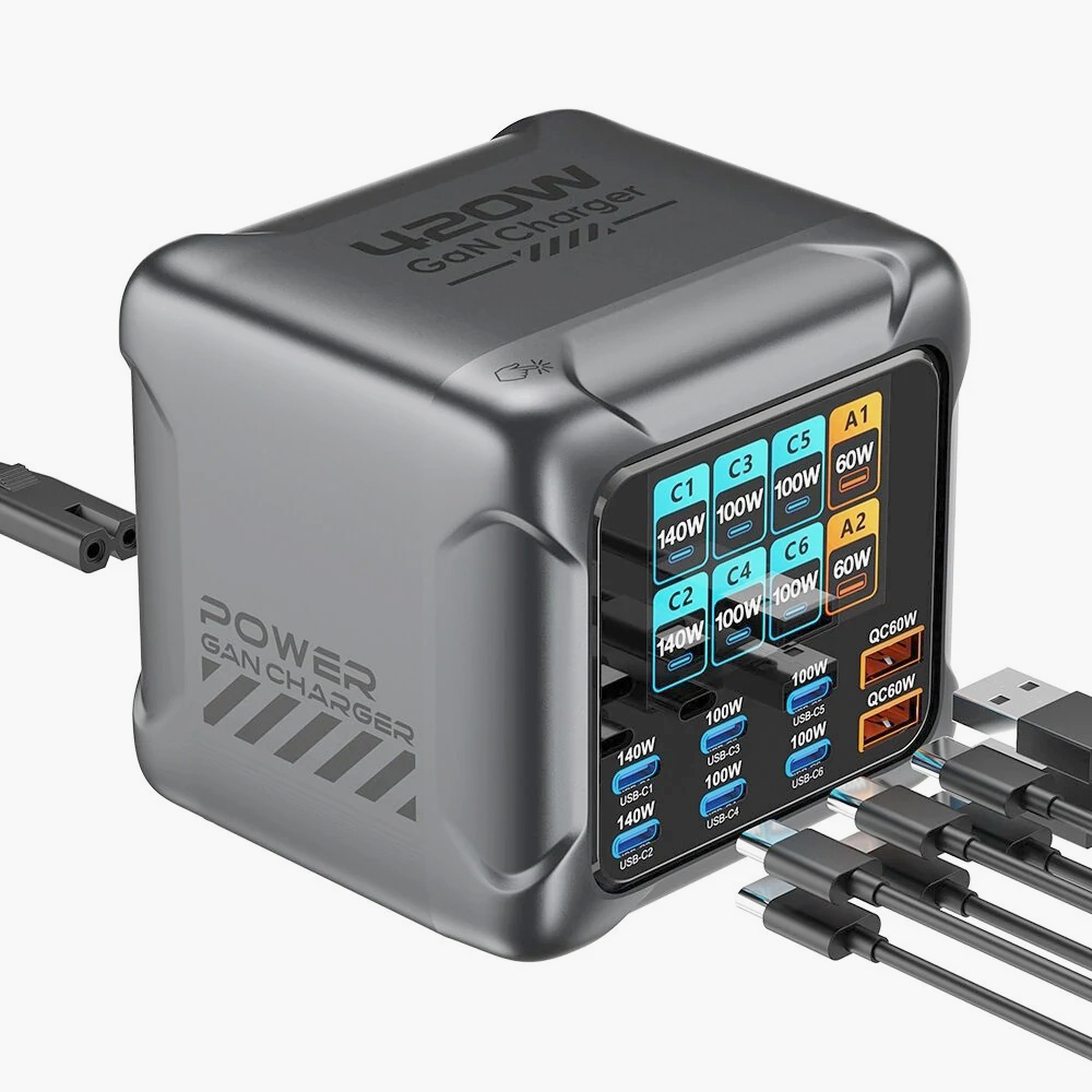 Зарядная станция GN 420 Mini для 8 устройств с поддержкой быстрой зарядки и системой защиты PowerCheck