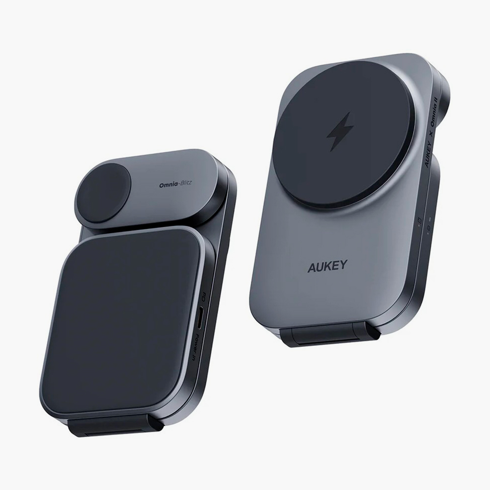 Зарядная станция Aukey Travel Qi2 для 3 гаджетов Apple с системой охлаждения, поддержкой быстрой зарядки и MagSafe