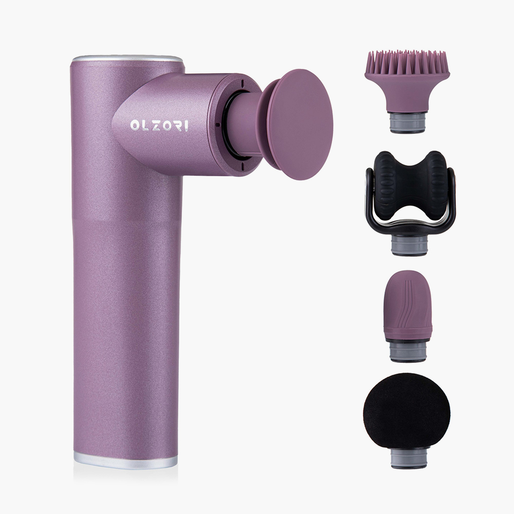 Перкуссионный массажер Olzori X-Lift с цифровой системой управления и 5 универсальными насадками для лица, шеи, головы и тела