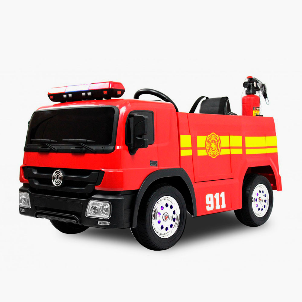 Детский пожарный электромобиль RiverToys A555AA Firefighter c дистанционной системой управления, медиапанелью и набором игрушек